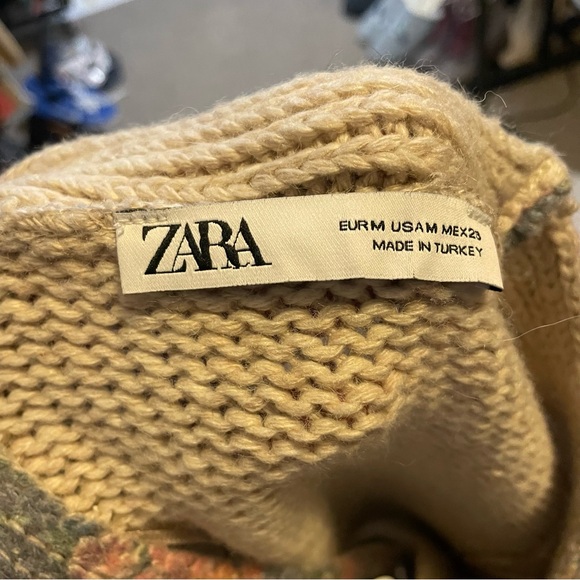 Zara Wool Blend Floral Cardigan Boxy Oversized Sweater - Picture 9 of 9